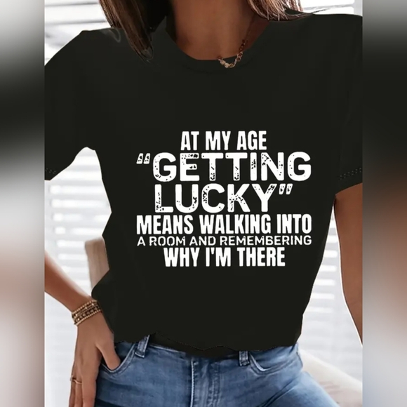 Funny Saying  Print T-shirt, Short Sleeve Crew Neck Top - Picture 4 of 4